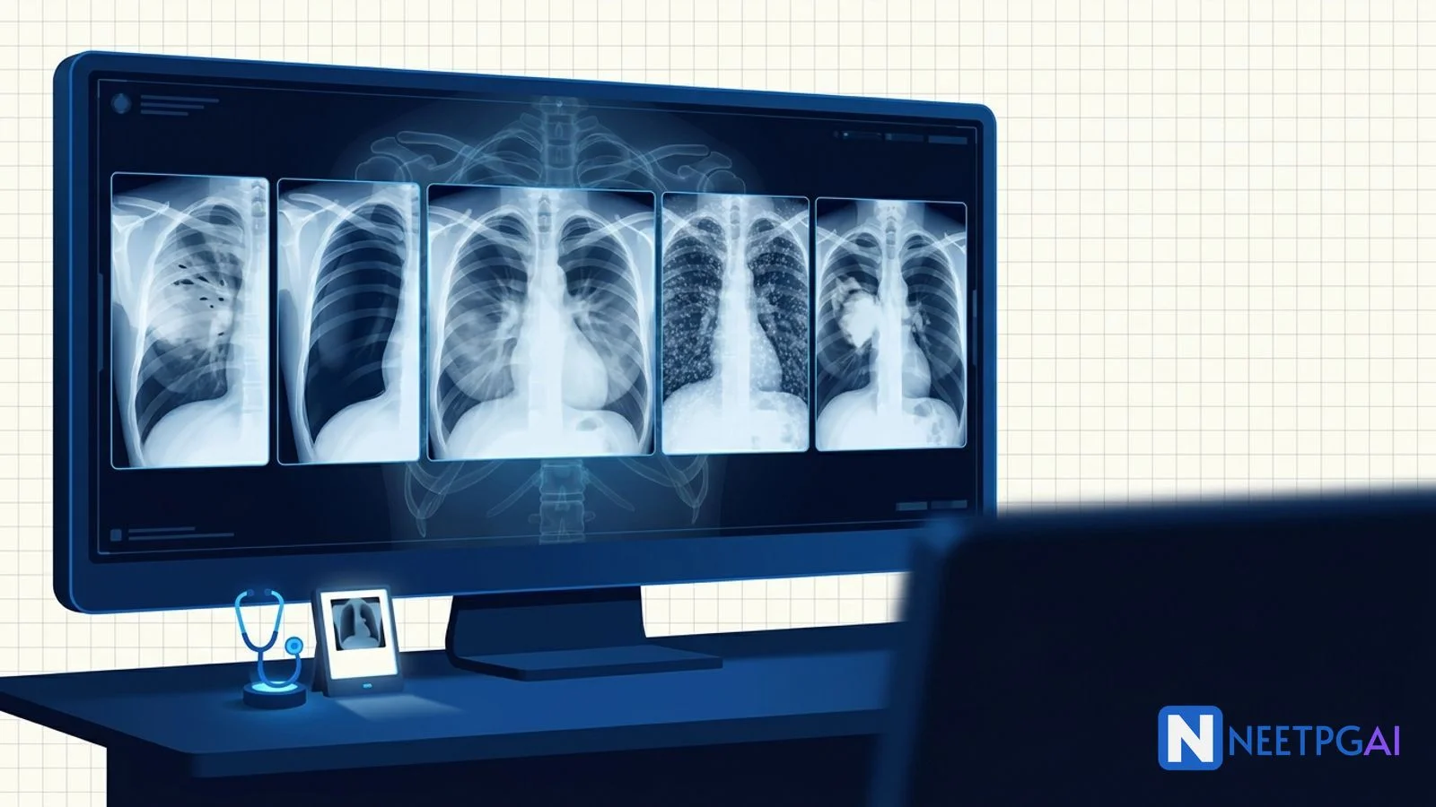 Image MCQ: Chest X-Ray Pulmonary Conditions for NEET PG (Pneumonia, Pneumothorax, Pulmonary Edema, Miliary TB, Lung Cancer)