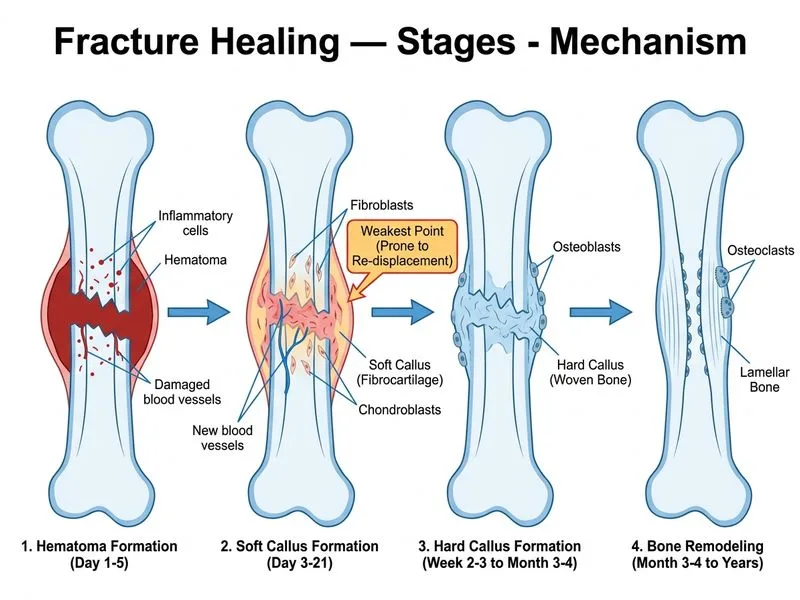 Fracture Healing — Stages diagram