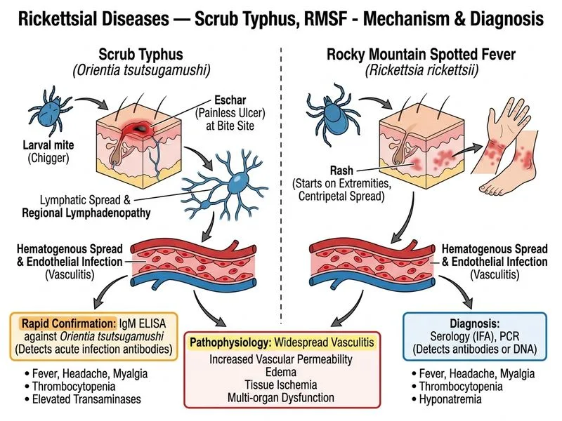 Rickettsial Diseases — Scrub Typhus, RMSF diagram
