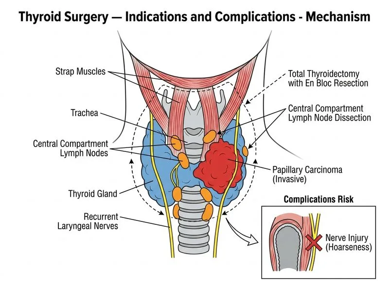 Thyroid Surgery — Indications and Complications diagram