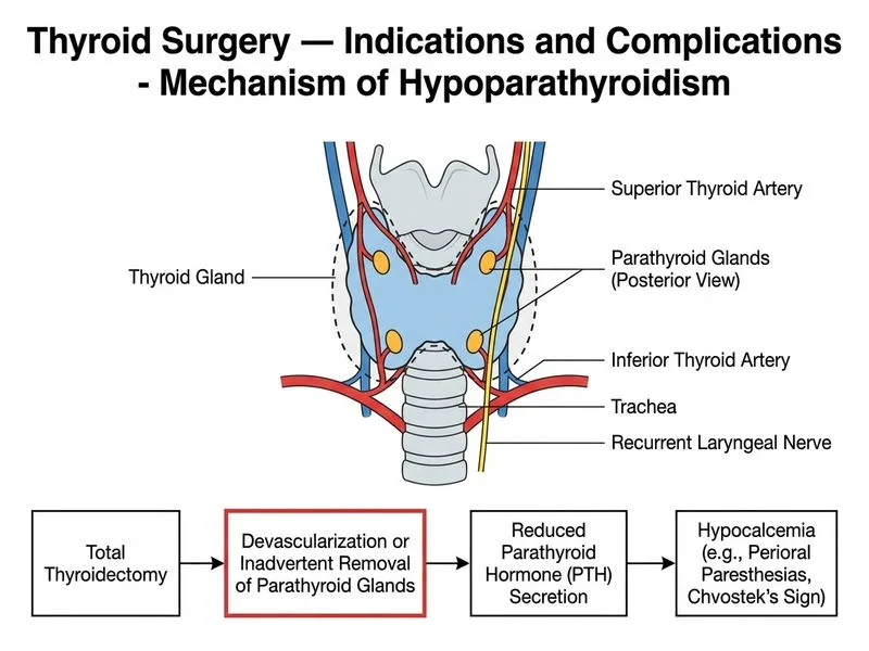 Thyroid Surgery — Indications and Complications diagram