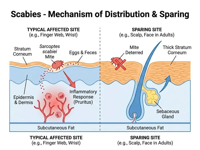 Scabies diagram