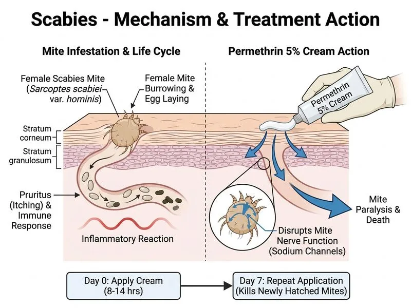 Scabies diagram