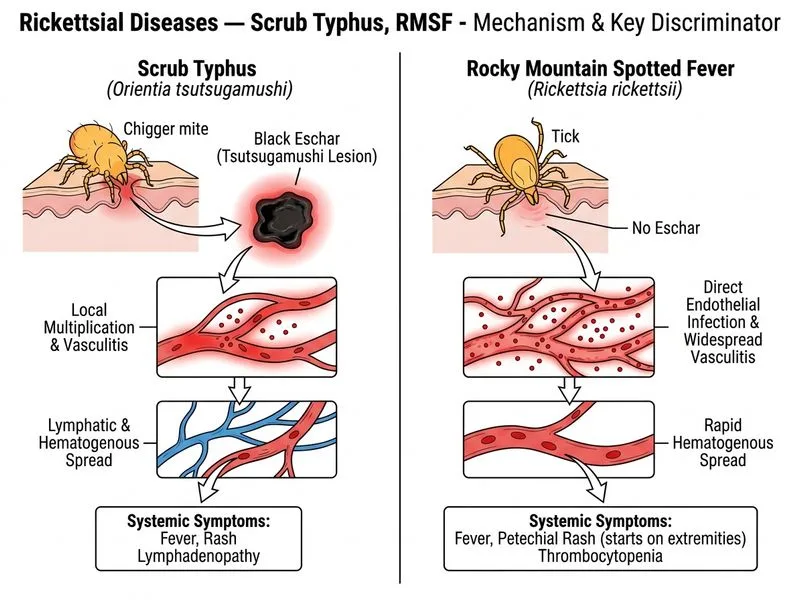 Rickettsial Diseases — Scrub Typhus, RMSF diagram