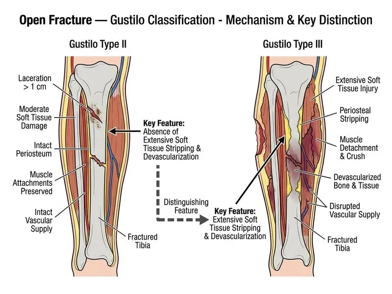 Open Fracture — Gustilo Classification diagram