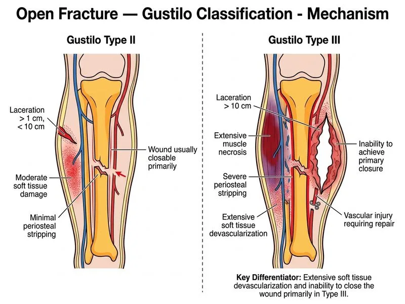 Open Fracture — Gustilo Classification diagram
