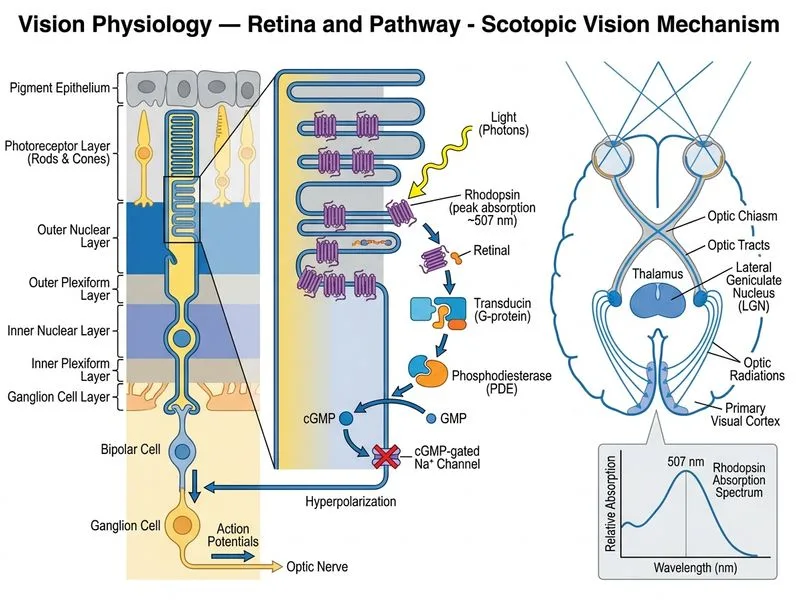 Vision Physiology — Retina and Pathway diagram
