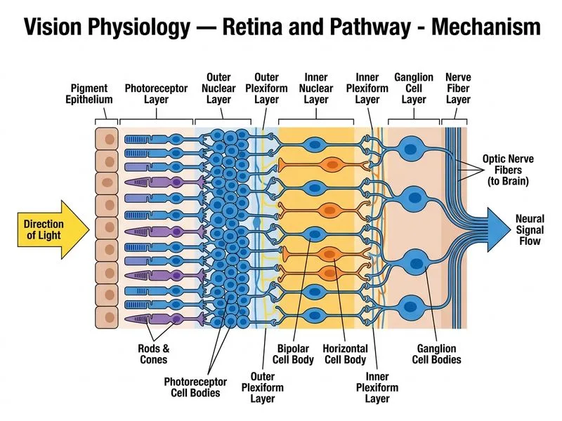 Vision Physiology — Retina and Pathway diagram