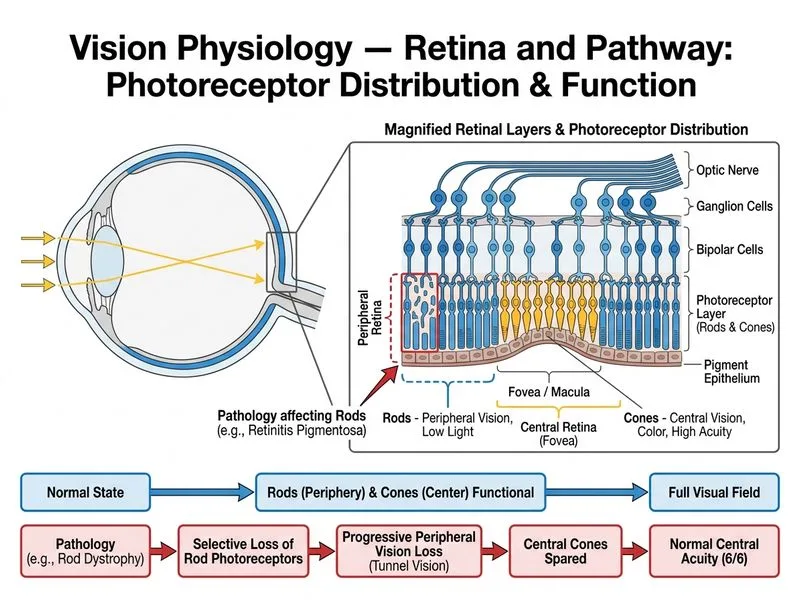 Vision Physiology — Retina and Pathway diagram