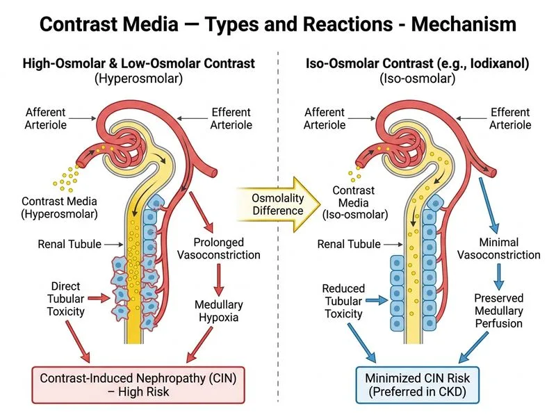 Contrast Media — Types and Reactions diagram