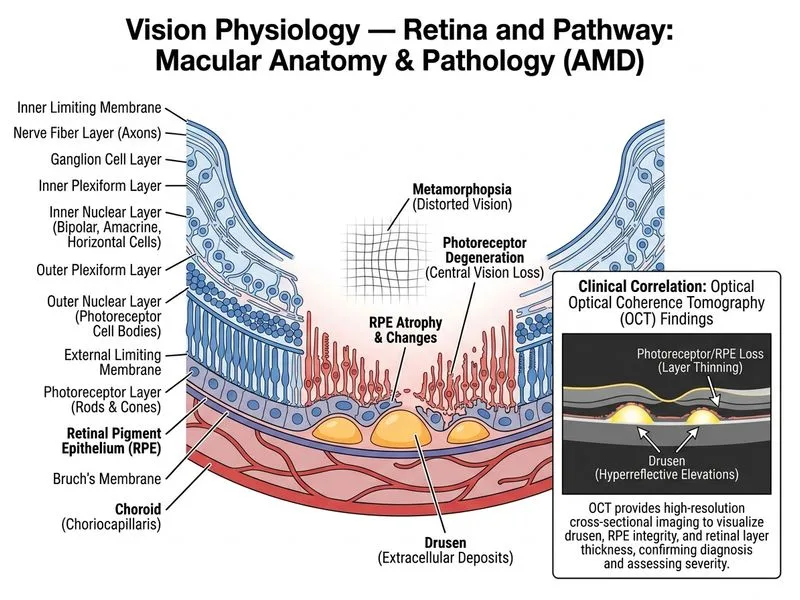 Vision Physiology — Retina and Pathway diagram