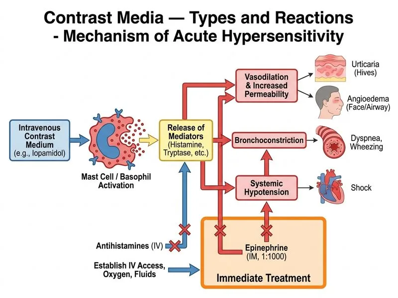 Contrast Media — Types and Reactions diagram