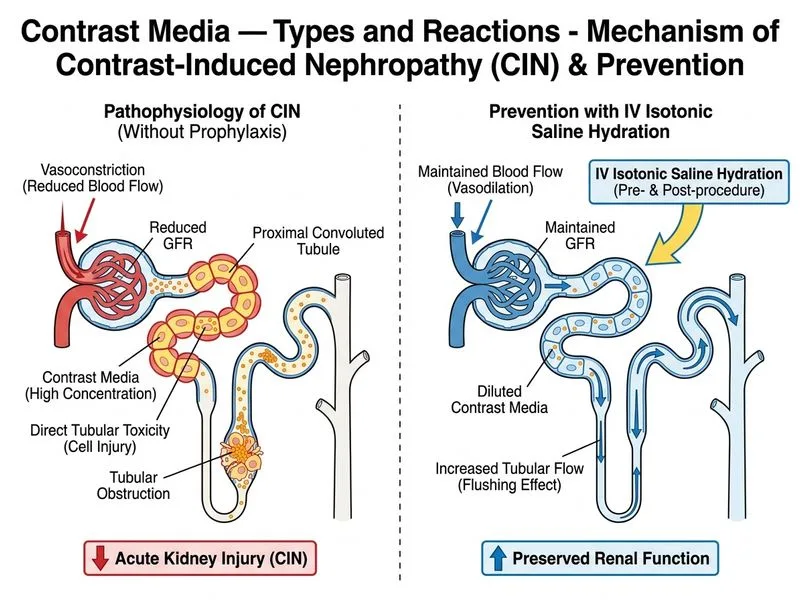 Contrast Media — Types and Reactions diagram