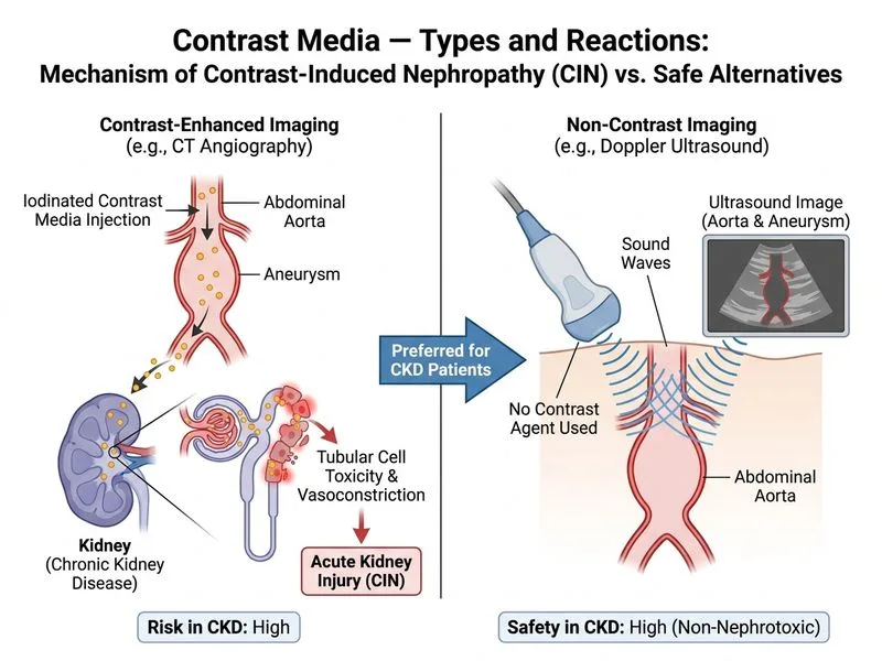 Contrast Media — Types and Reactions diagram