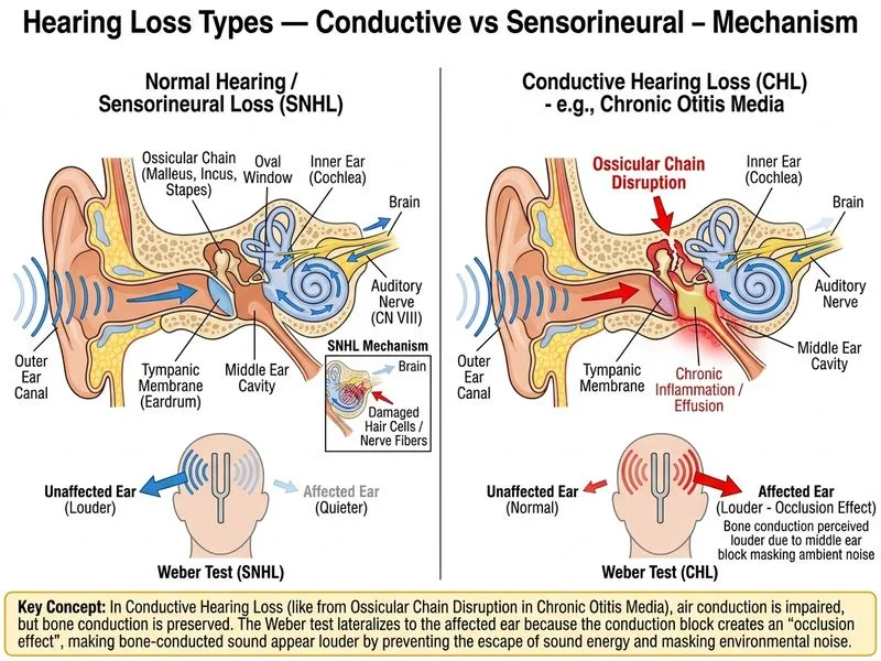 Hearing Loss Types — Conductive vs Sensorineural diagram
