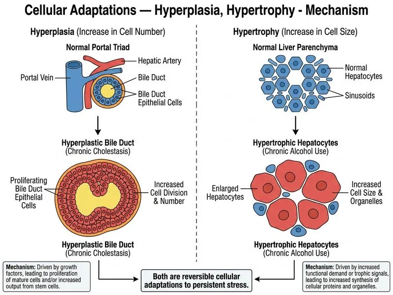 Cellular Adaptations — Hyperplasia, Hypertrophy diagram