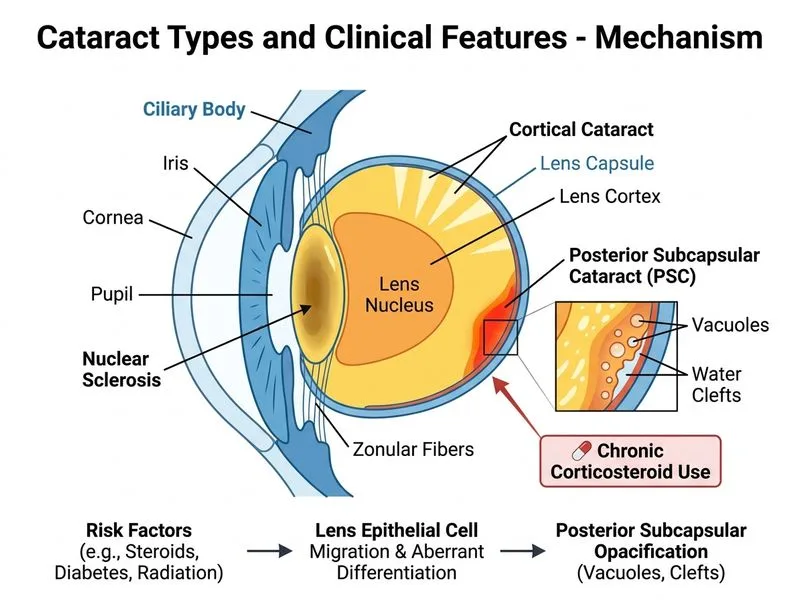 Cataract Types and Clinical Features diagram