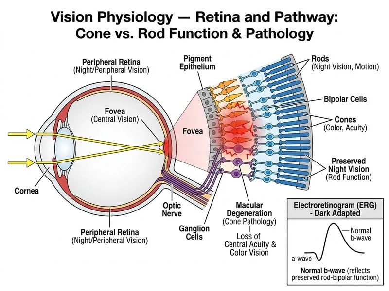 Vision Physiology — Retina and Pathway diagram