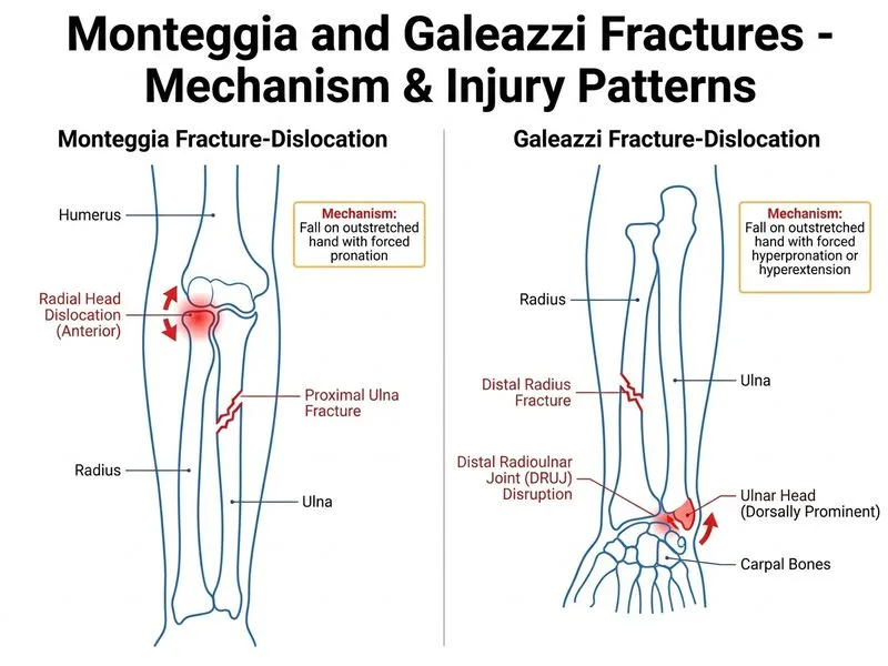 Monteggia and Galeazzi Fractures diagram