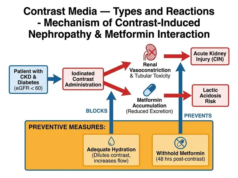 Contrast Media — Types and Reactions diagram