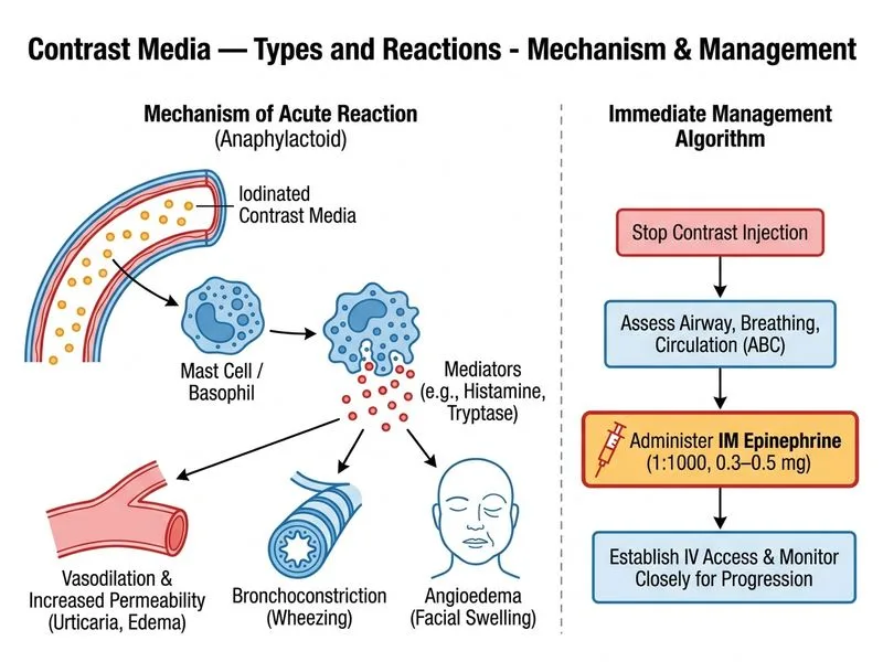Contrast Media — Types and Reactions diagram