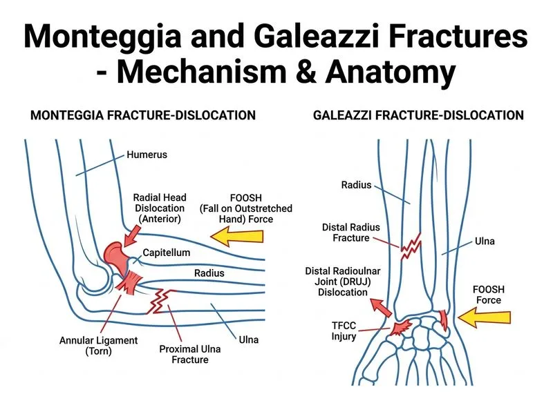 Monteggia and Galeazzi Fractures diagram