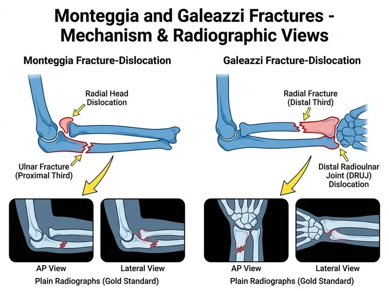 Monteggia and Galeazzi Fractures diagram