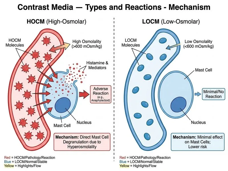 Contrast Media — Types and Reactions diagram
