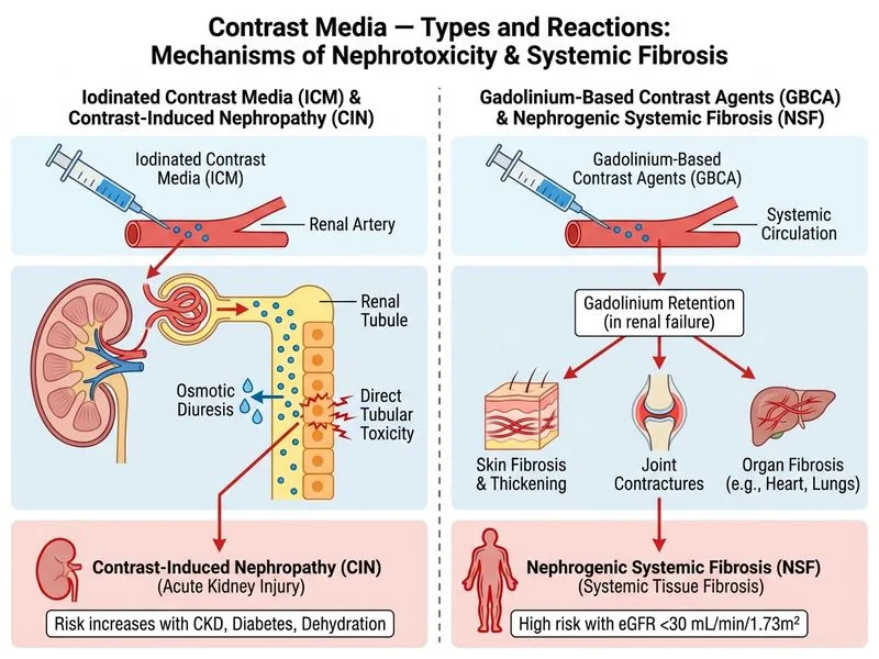 Contrast Media — Types and Reactions diagram