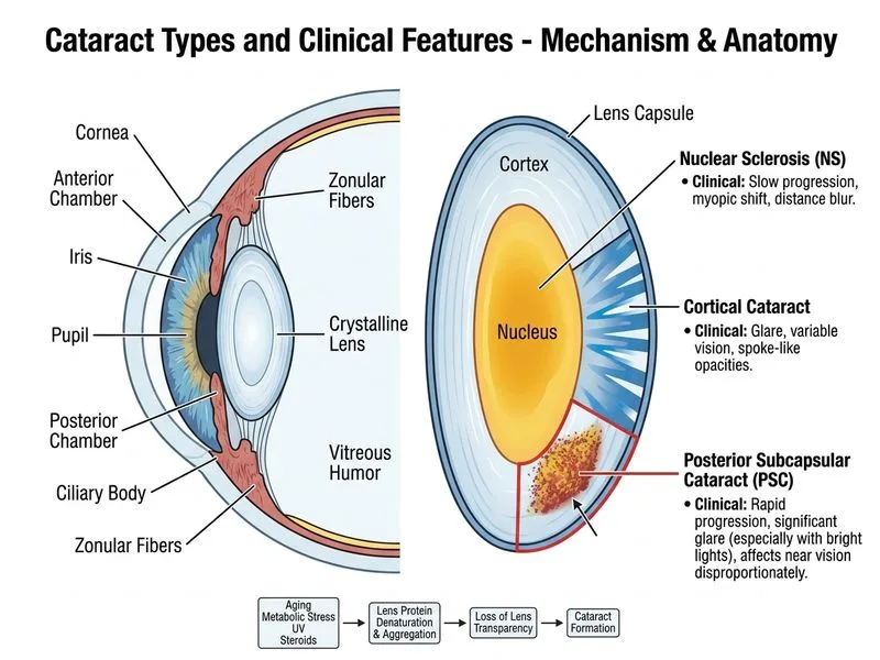 Cataract Types and Clinical Features diagram