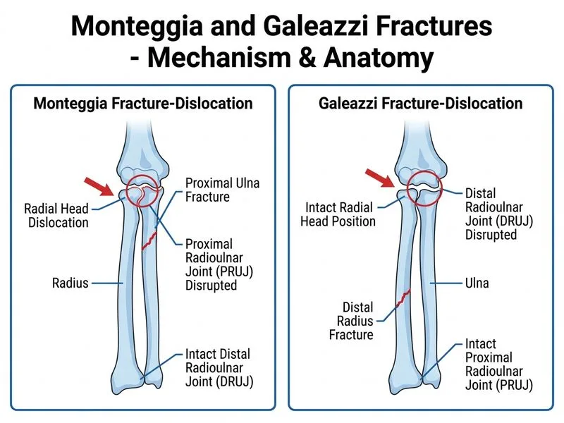 Monteggia and Galeazzi Fractures diagram