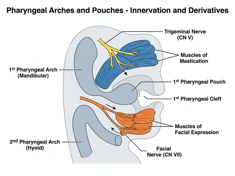 Pharyngeal Arches and Pouches diagram