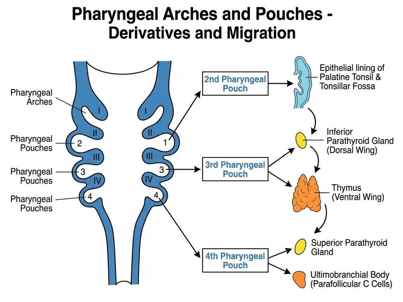 Pharyngeal Arches and Pouches diagram
