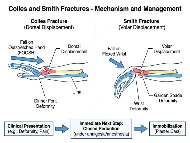 Colles and Smith Fractures diagram