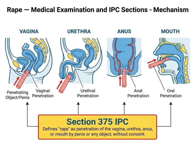 Rape — Medical Examination and IPC Sections diagram