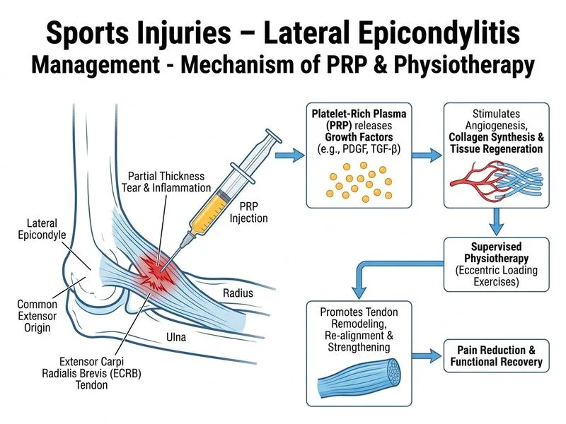 Sports Injuries – Lateral Epicondylitis Management diagram