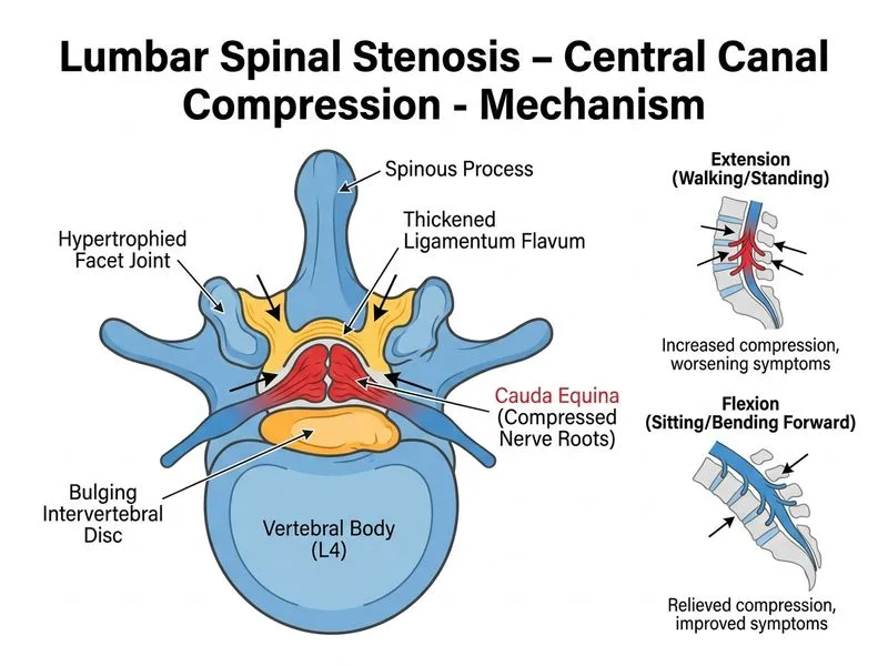 Lumbar Spinal Stenosis – Central Canal Compression diagram