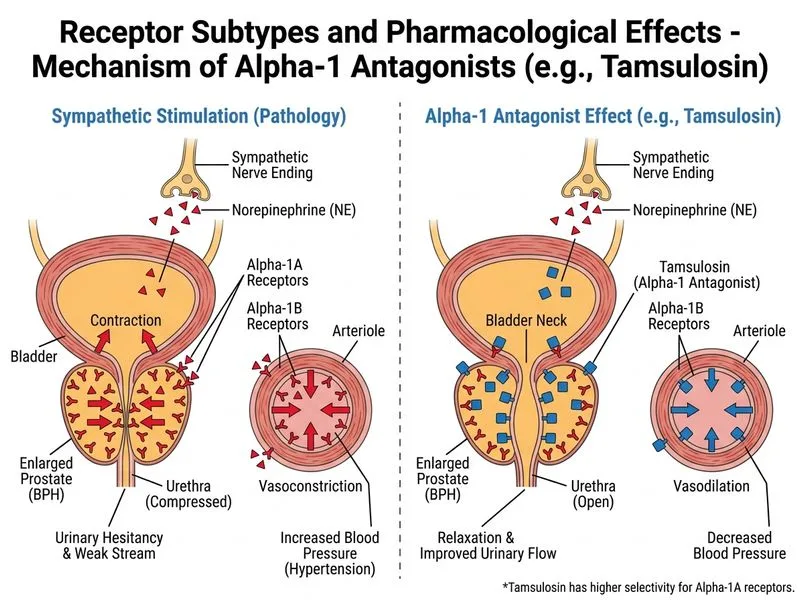 Receptor Subtypes and Pharmacological Effects diagram