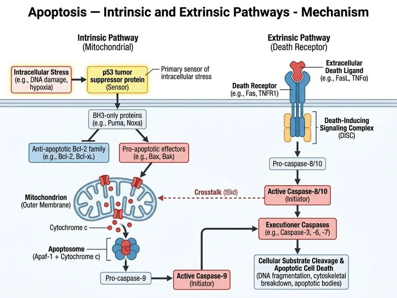 Apoptosis — Intrinsic and Extrinsic Pathways diagram