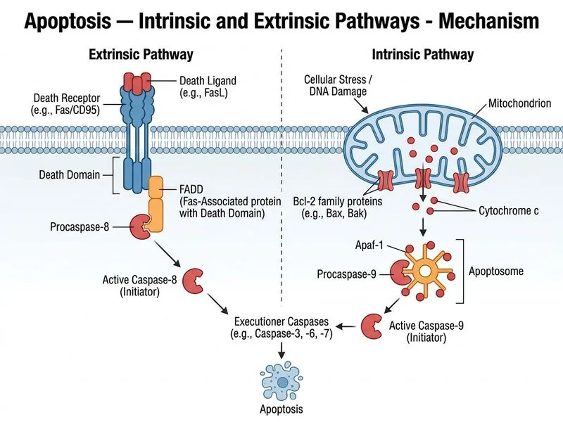 Apoptosis — Intrinsic and Extrinsic Pathways diagram