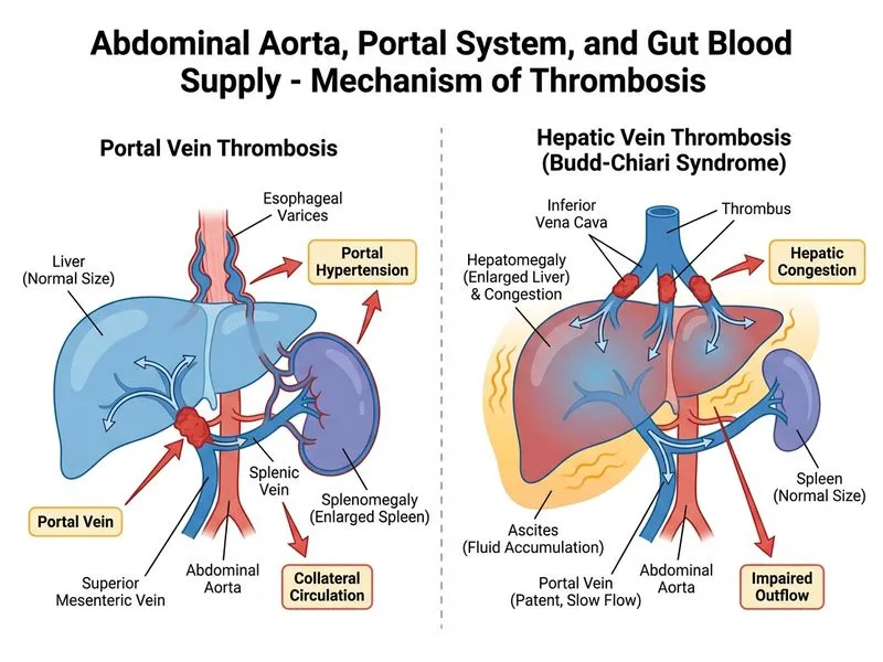 Abdominal Aorta, Portal System, and Gut Blood Supply diagram