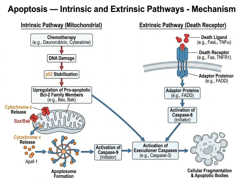 Apoptosis — Intrinsic and Extrinsic Pathways diagram