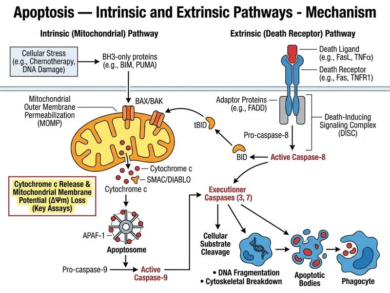 Apoptosis — Intrinsic and Extrinsic Pathways diagram