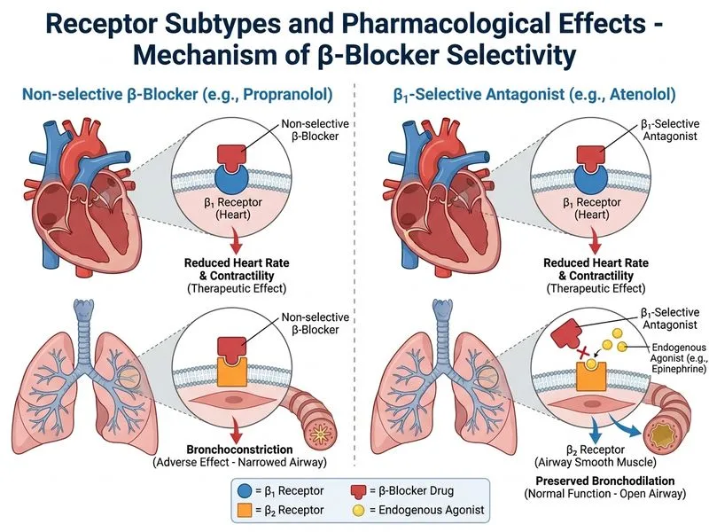 Receptor Subtypes and Pharmacological Effects diagram