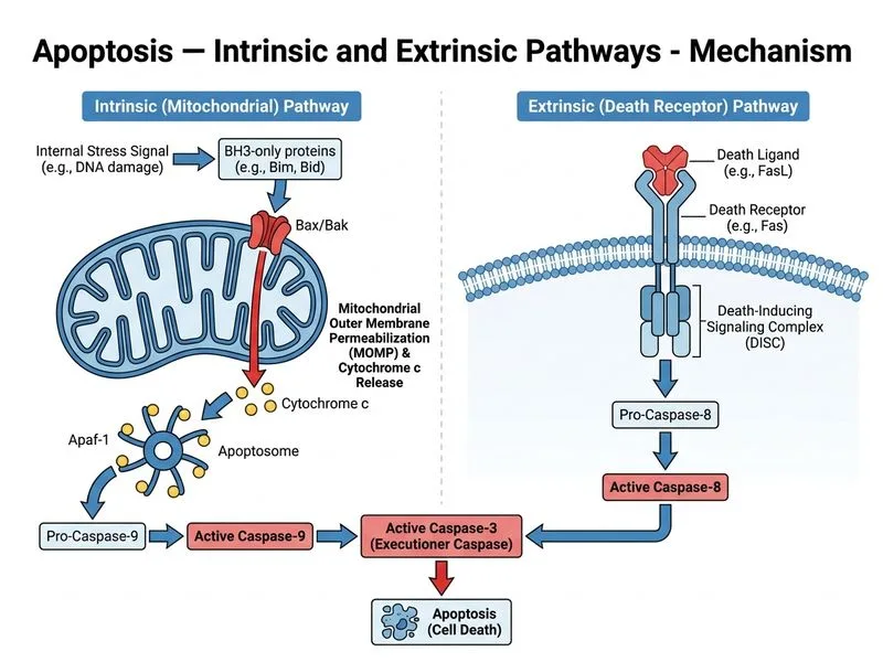Apoptosis — Intrinsic and Extrinsic Pathways diagram