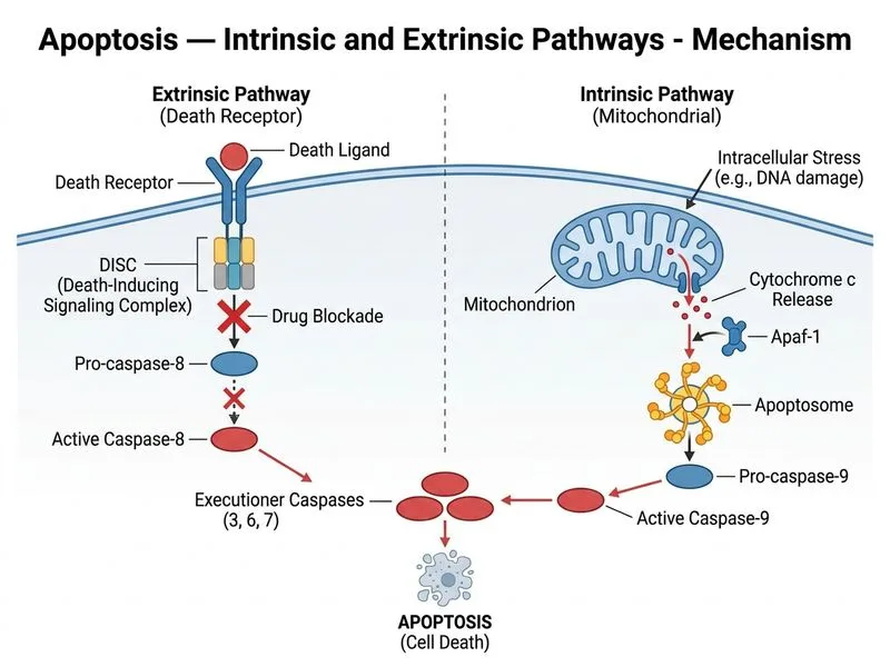 Apoptosis — Intrinsic and Extrinsic Pathways diagram