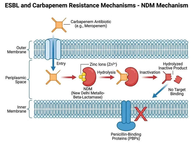 ESBL and Carbapenem Resistance Mechanisms diagram