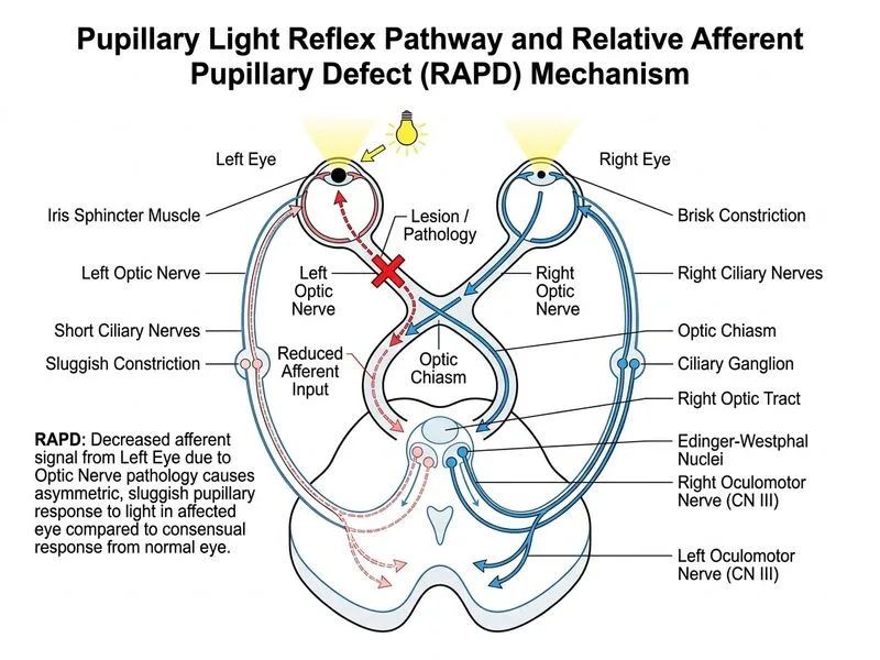 Pupillary Reflexes and Pathologies diagram