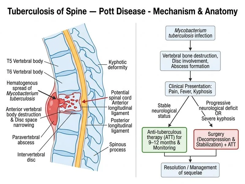 Tuberculosis of Spine — Pott Disease diagram