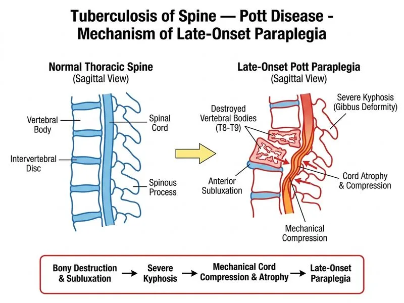 Tuberculosis of Spine — Pott Disease diagram